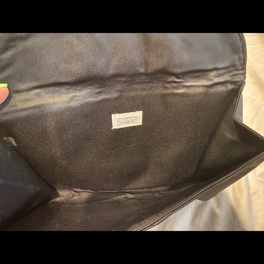 Charming Charlie Black purse w/ black rhinestones - Picture 3 of 3